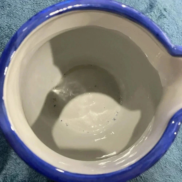 Vintage Victoria Ware Ironstone Pitcher Calico Blue White Floral Flow Blue 6in - Picture 4 of 10